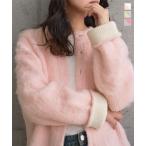 カーディガン レディース ニット アウター 40代 50代 モヘアタッチ ゆったり コーディガン 羽織り バイカラー N1307