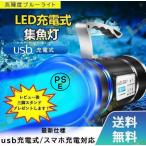 集魚灯 ブルー 青色LED 水中集魚灯 投光器 USB充電式 拡散 船 ボート 残量表示 防水 小型 船舶 ブルーライト LED集魚灯 高輝度 夜釣り 船釣り 堤防 漁港 釣り