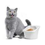OppsArt 猫食器 陶器 猫フードボウル 傾斜 高さ 猫 餌入れ ペットボウル 食べやすい 白 食器洗浄機 対応 プレゼント