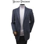 セール ヒッキーフリーマン  ジャケット 秋冬物   カシミヤ 100％ グレンチェック ブルー グレー カジュアル 軽量 日本製 AB BB メーカー正規品