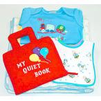 布絵本 MY QUIET BOOKバルーン英語刺しゅう版 &ボディ肌着のりものとハートのブランケットとおまけ付きビブ