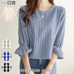 ブラウス レディース 秋 冬 秋冬 黒 ギンガムチェック チェックシャツ 7分袖 シャツ ブラック ネイビー ベージュ トップス 大人 カジュアル 30代 送料無料