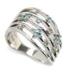 K18WG ホワイトゴールド リング・指輪 パライバトルマリン0.15ct ダイヤモンド0.10ct 12号 6.3g レディース 中古 美品