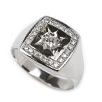 ショッピング古 Pt900プラチナ ダイヤ リング・指輪 ダイヤモンド0.24ct/0.21ct 23号 18.6g メンズ 中古 美品