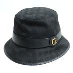 GUCCI グッチ GGキャンバス フェドラハット ハット ブラック 576587 4HG53 1060 M 58cm メンズ 中古