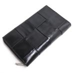 BOTTEGAVENETA ボッテガヴェネタ マキシイントレチャート ジップアラウンド カセット 長財布 ブラック 690945 ユニセックス 中古