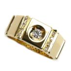 K18YG イエローゴールド ダイヤ リング・指輪 ダイヤモンド0.15ct/0.08ct 19号 9.7g メンズ 中古 美品