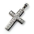 Pt900プラチナ クロス ダイヤ ペンダントトップ ダイヤモンド0.52ct 4.1g ユニセックス 中古