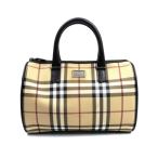 ショッピング古 BURBERRY バーバリー チェック  ハンドバッグ ベージュ ミニボストン レディース 中古