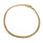 K18YG желтое золото ножной браслет плоский 8 поверхность Triple cut 10.3g 24cm женский б/у 