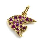 Pomellato Pomellato K18YG желтое золото dodoenzeru рыба подвеска с цепью розовый сапфир 2.0g женский б/у 
