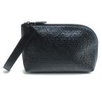 Salvatore Ferragamo サルヴァトーレフェラガモ ガンチーニ モノグラム ポーチ クラッチバッグ ブラック FZ-24 1206 メンズ 中古