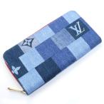 LOUIS VUITTON ルイ・ヴィトン ジッピーウォレット パッチワーク 長財布 ラウンドファスナー ブルー レッド M44938 レディース 中古 美品