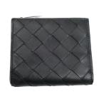 BOTTEGAVENETA ボッテガヴェネタ イントレチャート コンパクトウォレット 二つ折り財布 ブラック 775546VCPQ48803 レディース 中古 美品