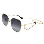 GUCCI グッチ インターロッキングG サングラス ゴールド GG1089SA 001 61□15-145 チェーン付き ユニセックス 中古 美品