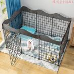 犬用ベビーサークルDIYペットベビーサークル、ドア付き小動物ケージ、屋内/屋外メタルペットフェンス折りたたみ式ペット犬猫子犬ベビーサークル、黒 (Color _ 11
