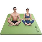 YUREN ヨガマット TPE素材 二人用 幅広トレーニングマット エクササイズマット 滑り止め 親子 運動 収納バンド付き