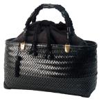 竹かごバッグ 透かし網代/木綿 ブラック