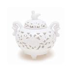 香炉　「白磁唐草透し彫　有田焼」