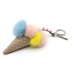 フェンディ チャーム アイスクリーム 7AR631 スタッズ ピンク系 ブルー シルバー金具 ファー キーホルダー フック