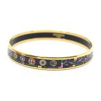 エルメス エマイユPM 七宝焼き ブレスレット バングル ブルー ゴールド金具 ブラック 黒 箱