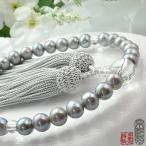 女性用片手数珠淡水真珠グレー本水晶...