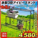 花台 フラワースタンド ラック 3段 アイビースタンド 1個 幅80・奥行60・高さ60.5 鉄製 アイアン 庭 玄関 ガーデニング 園芸 ガーデン 国華園