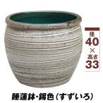 睡蓮鉢 すいれん鉢 錫色(すずいろ) 1個 直径40・高さ33cm メダカ鉢 ハス鉢 陶器 水鉢 ビオトープ 国華園