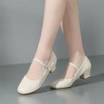 ショッピングコンクール レディース パンプス 太めヒール パーティーシューズ ダンス発表会 演奏会 仕事 コンクール イベント ストラップ コスチューム 白 金色銀色 黒 赤 女子靴