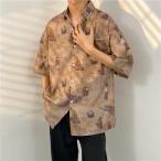 シャツ メンズ カジュアルシャツ 半袖 アロハシャツ 柄物 ビーチウェア ヒップホップ 普段着 上着 イベント ストリート 夏 おしゃれ 男子トップス　