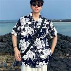 ショッピングビーチウェア シャツ メンズ カジュアルシャツ 半袖 アロハシャツ 花柄 ビーチウェア ヒップホップ カップル 上着 イベント ストリート 夏 おしゃれ 男子トップス　