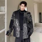 メンズ コート カジュアルスーツ テーラード ブレザー 長袖 アウター パーティー 公演 クラブ 正装 ライブ スパンコール ダンス発表会 外套 男子服 上着
