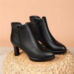 ブーツ レディース ブーティー アンクルブーツ 皮靴 パーティー ハイヒール チャック 発表会 ブラックフォーマル 革靴 OL 通勤 お呼ばれ 女子シューズ