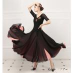 ショッピングナショナル ワンピース レディース ロングドレス ラテンダンス ウェア パーティー 刺繍柄 モダンダンス コンクール 発表会 ナショナルダンス 社交ダンス ワルツ 舞台衣装