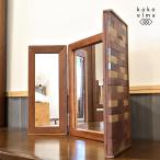  из дерева дерево блок три поверхность зеркало настольный зеркало старый материал retro .. дерево складной Vintage style под старину подставка для зеркала орнамент FB207