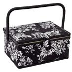 D&amp;D сутра коробка для швейных принадлежностей чёрный белый классика цветочный принт. ткань из дерева прикладное искусство место хранения box шитье корзина для бытового использования Рождество новый год подарок 27.5*17.5*15cm