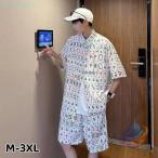  верх и низ в комплекте мужской рубашка с коротким рукавом маджонг рубашка общий рисунок sa Marcia tsu Корея способ casual рубашка zonchi- маджонг принт свободно Street рукоятка Sam маджонг 