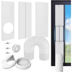 【3枚セット】窓用ダクトパネル 直径13cm&15cmホース用 雨よけカバー付き スポットクーラー ポータブルエアコン対応 引き違い窓・上げ下げ窓・テラス窓用