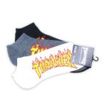 大きいサイズ メンズ THRASHER3Pフレイムロゴアンクルソックス キングサイズ メンズ  3L 4L 5L 6L