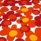オックスプリント(フラワー・アップル　赤)　