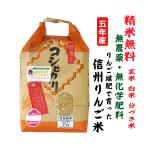 ショッピングりんご 5年産 【無農薬・無化学肥料】信州りんご米 長野県八重原産 玄米5Kg　白米・７分づき・５分づき・３分づき・玄米・精米無料