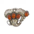 ジョージ ジェンセン 琥珀 ブローチ