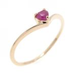 K18PG ハート ルビー リング