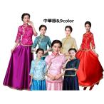  китайский одежда верх и низ 2 позиций комплект 7 минут рукав блуза + длинная юбка этнический платье в китайском стиле China способ b ride платье вечернее платье китайский платье коричневый ina одежда ..kos