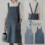 ショッピングエプロン エプロン デニム レディース 被るだけ 作業用 ワークエプロン DIY アウトドア ガーデニング ポケット付き