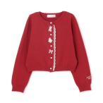 mezzo piano メゾピアノ バレエモチーフワッペン ニットカーディガン 長袖 アカ S M Lサイズ 90 100 110 120 130 140cm クリスマス キッズ