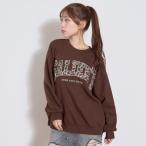 Lovetoxic ラブトキシック LTXC 柄ロゴアップリケルーズスウェット 長袖 茶色 ブラウン ヒョウ柄 140 150 160cm S M Lサイズ ジュニア