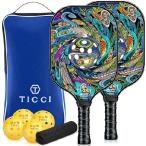 TICCI Pickleball Paddle Set 2 Premium USAPA Approved Graphite Craft Rackets Honeycomb Core 4 Balls Ultra Cushion Grip Portable Racquet Case Bag Gift K