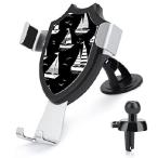 ショッピングsailing Marine Sailing Boats Waves Seamless On Black Dark Car Phone Mount Stand, Hands Free Cell Mobile Phone Holder, Non-Slip Ultra Stable Universal Fit Auto