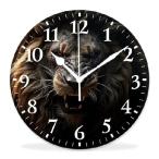 MEOSLZUT 10 inch Round Wall Clock,Hipster Lion Black Multicolor,Silent Non Ticking Wall Clocks for Living Room Kitchen Bedroom
